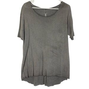 Raquel Allegra Distressed Tee Tshirt Womens Size Small Grey Scoopneck Top Tunic